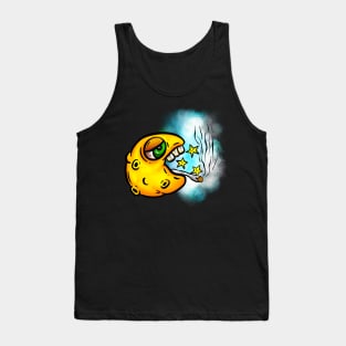 Toker Stoned Celestial Moon Lowbrow Cartoon Sticker Tank Top